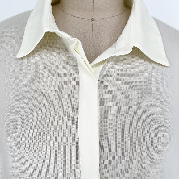 Meshki Sheer Mesh Oversized Button Down Shirt Swim Coverup/Going Out Top size XS - Picture 6 of 9